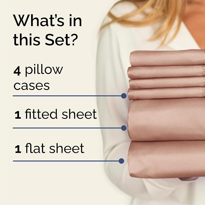 Queen 6 Piece Sheet Set - Comfy Breathable & Cooling - Ultra Soft Hotel Luxury Bedding Set w/ 8-16 Inch Deep Pockets - 1 Flat & 1 Fitted Sheet & 4 Pillowcases - Cozy, Wrinkle Free & Easy Care - Mauve