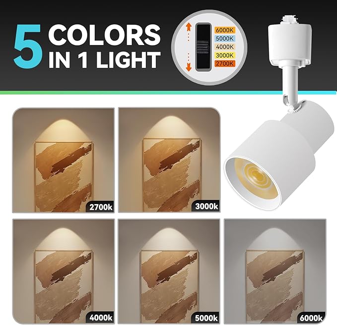 10W 5-Color H Track Lighting Heads Dimmable H Type LED Track Lighting Heads White Bright Track Lights Compatible With H Type Rail For Kitchen Ceiling Spotlight, Fashion Shop, Art Gallery 8Pack