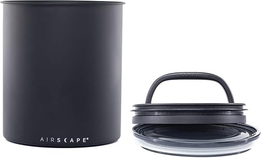 AirScape Planetary Design Kilo Coffee Storage Canister - US Patented Inner Plunger Lid Removes Excess Oxygen - DON'T buy airtight, BUY AIR-LESS - Holds 2.2 lbs Coffee Beans - (Matte Black)