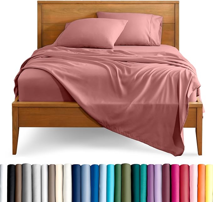 Bare Home King Sheet Set - 1800 Ultra-Soft Microfiber King Bed Sheets - Double Brushed - Deep Pockets - Easy Fit - 4 Piece Set - Bedding Sheets & Pillowcases (King, Dusty Rose)
