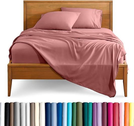 Bare Home Queen Sheet Set - 1800 Ultra-Soft Microfiber Queen Bed Sheets - Double Brushed - Deep Pockets - Easy Fit - 4 Piece Set - Bedding Sheets & Pillowcases (Queen, Dusty Rose)