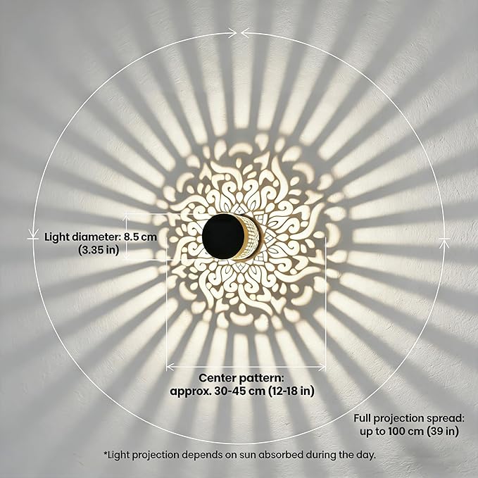 Decorative Solar Mandala Lights | Metal Solar Powered Outdoor Wall & Step Lighting | Waterproof Garden/Patio/Fence Lights with Auto On/Off | Mandala Pattern Backyard Decor for Deck,Post,Yard (1)