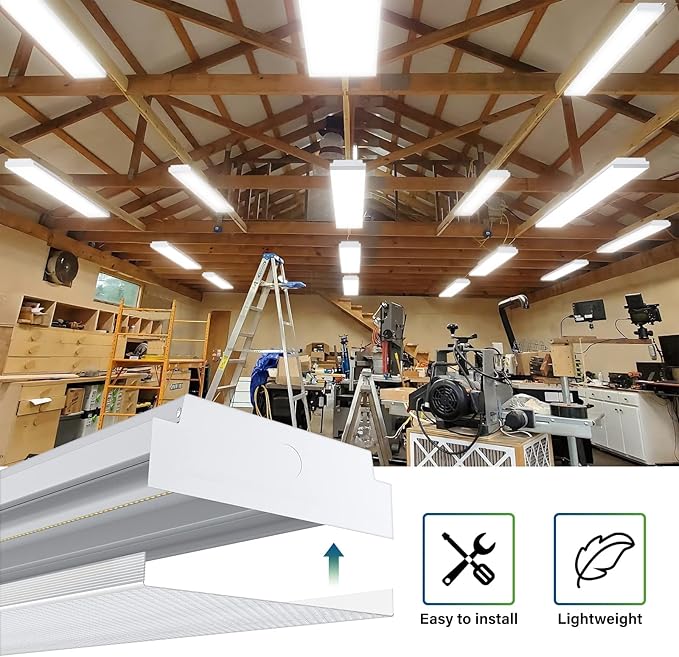 ANTLUX 4FT LED Wraparound 40W Shop Lights for Garage, 4400lm, 4000K, 4 Foot LED Wrap Light, 48 Inch Integrated Linear Strip Flush Mount Office Workshop Ceiling Lighting Fixture, 4 Pack