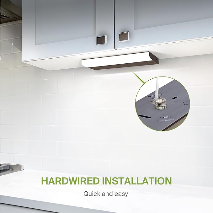 ASD LED Under Cabinet Lighting Hardwired, 12 Inch 5W 2700K-5000K Selectable, 442LM, CRI90+, Direct Wire Linkable Under Counter Lights for Kitchen, Dimmable Under Cabinet Lights, Bronze, UL Certified