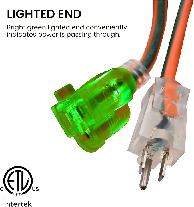 Go Green Power Inc. GG-13708 16/3 Heavy Duty Extension Cord-Orange, 8 ft (Pack of 2)