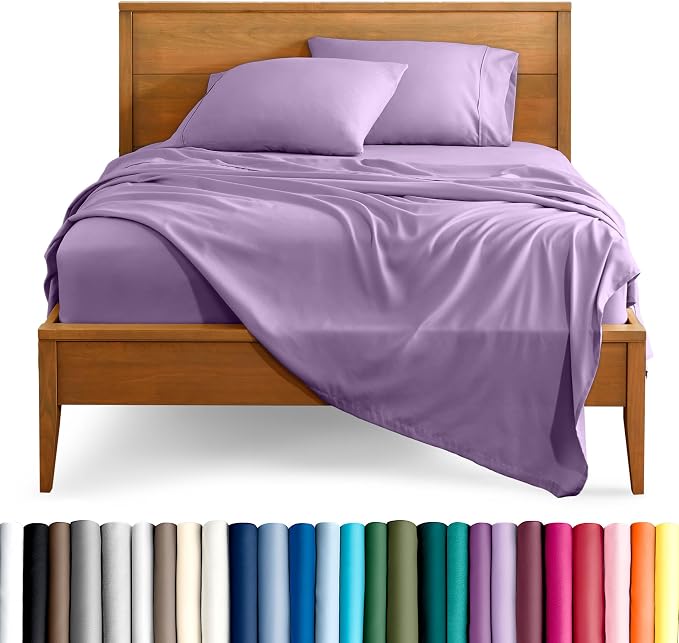 Bare Home Full Sheet Set - 1800 Ultra-Soft Microfiber Full Bed Sheets - Double Brushed - Deep Pockets - Easy Fit - 4 Piece Set - Bedding Sheets & Pillowcases (Full, Lavender)