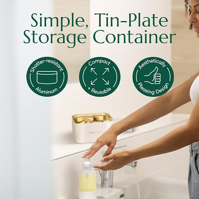 CLEANOMIC Comprimés de nettoyage pour vitres et miroirs et lot de boîtes de rangement