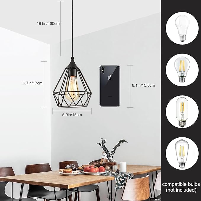 Farmhouse Pendant Lighting,Chandelier Industrial Pendant Light, Modern Kitchen Island Lights Fixtures Ceiling Hanging Dining Room Living Room