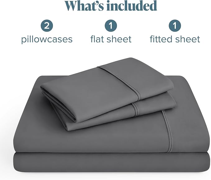 Bare Home Short Queen Sheet Set - 1800 Ultra-Soft Microfiber Bed Sheets - Double Brushed - Deep Pockets - Easy Fit - 4 Piece Set - Bedding Sheets & Pillowcases (Short Queen, Grey)