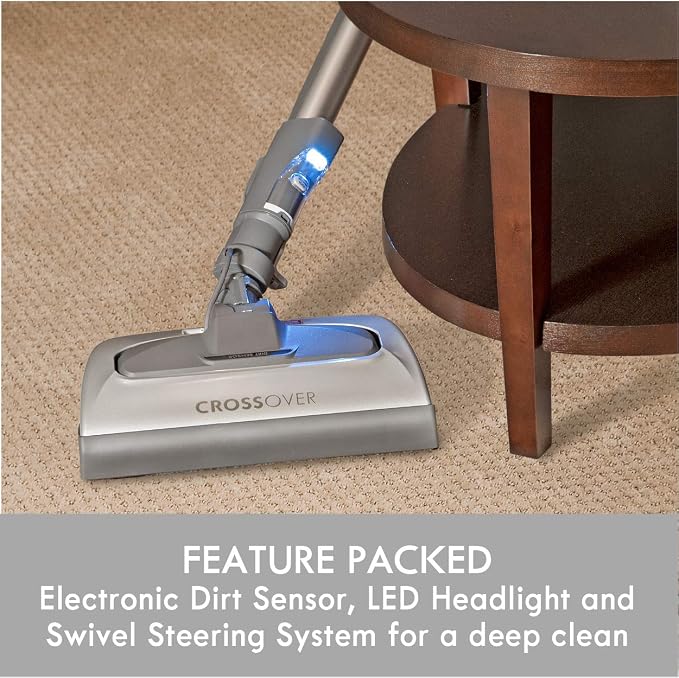 Kenmore Elite 21814 Pet Friendly CrossOver Lightweight Bagged HEPA Canister Vacuum with Pet PowerMate, Extended Telescoping Wand, Retractable Cord, 2 Floor Nozzles, and 4 Cleaning Tools-Silver/Gray