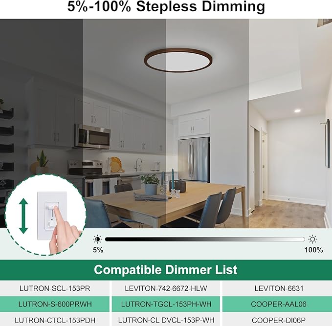 Brightever LED Flush Mount Ceiling Light Fixture Oil Rubbed Bronze, 24W 3200LM 5CCT Dimmable LED Ceiling Light, 2700K/3000K/4000K/5000K/6500K, 12 Inch Ceiling Lamp for Bedroom, Dining Room, 1 Pack