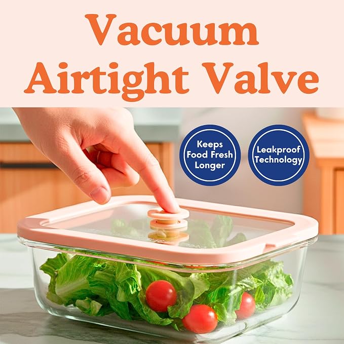 Ziruma Non-Toxic Glass Food Containers with Lids, 4-Pack, 21 oz, Beige | Plastic & BPA free. Glass body, glass lid & platinum silicone seal. Airtight & leakproof. Freezer & microwave safe