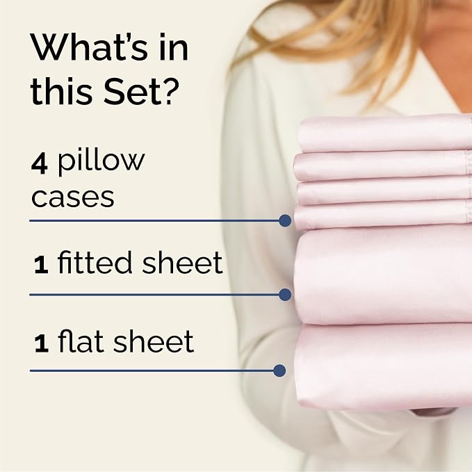 Cal King 6 Piece Sheet Set - Comfy Breathable & Cooling - Soft Hotel Luxury Bedding Set with 8-16 Inch Deep Pockets - 1 Flat & 1 Fitted Sheet & 4 Pillowcases - Wrinkle Free & Easy Care - Lavender Pink