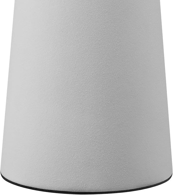 Novogratz x Globe 18" Ceramic Table Lamp, Matte Cream, Off-White Tapered Fabric Shade, in-Line Rocker Switch, 5 Ft. Clear Cord, Home Office, Desk, Living Room