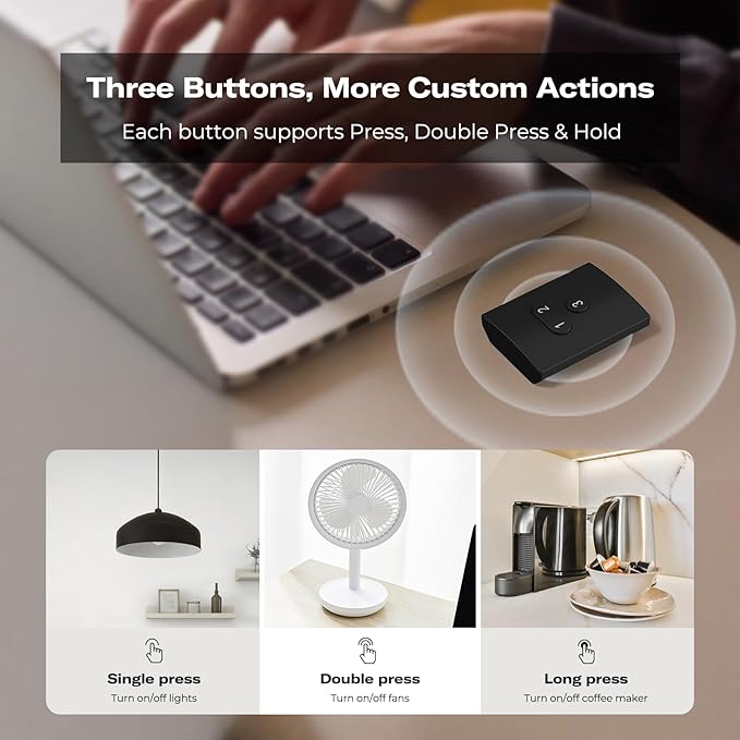 THIRDREALITY Smart Button ZB2,ZigBee Hub Required,3 Wireless Button,Remote Control,Compatible with Home Assistant,SmartThings (2015/2018),Aeotec,Homey Bridge,Homey Pro,Rechargeable Lithium Battery