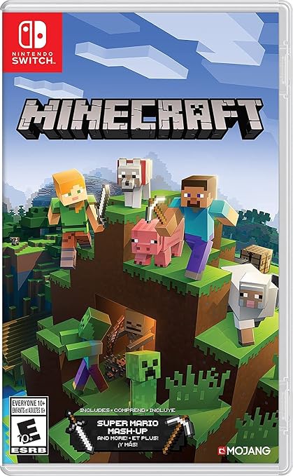 Nintendo Switch Deluxe Holiday Game Bundle: Nintendo Switch with Neon Blue and Neon Red - 6.2" Touchscreen LCD Display + Nintendo Switch Minecraft Game and T.F. Card (Renewed)