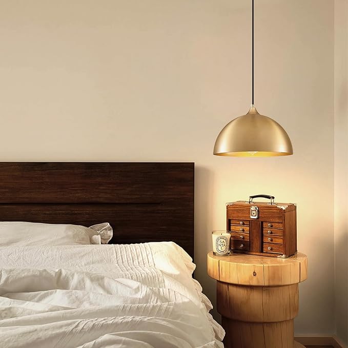 Plug in Hanging Light 2 Packs 11.8inch, Gold Hang Lamp Plug in, Farmhouse Pendant Light, Pendant Lights Kitchen Island, Hanging Lights with Plug in Cord 14.ft