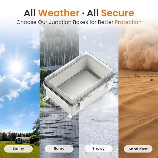 QILIPSU UL94-V0 Outdoor WiFi Enclosure Waterproof Router Junction Box, 11.4"x7.5"x5.5" Pro IP67 Electrical Network Enclosure, Clear Hinged Door Weatherproof for Solar Projects