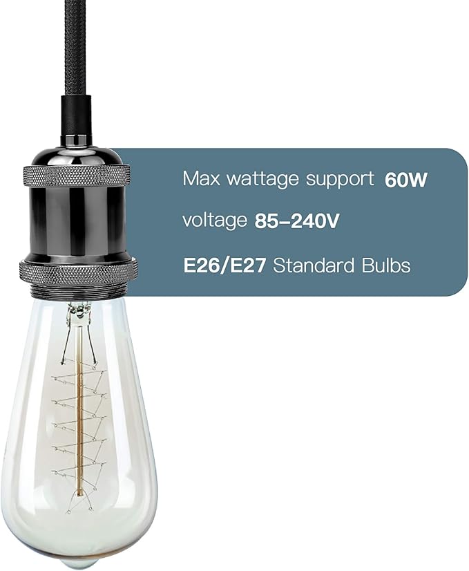 JACKYLED Pendant Light Kit UL Canopy Kit Copper Socket E26 E27 Lampholder Black Woven Fabric Pendant Light Cord Adjustable Ceiling Lighting (Pearl Black)