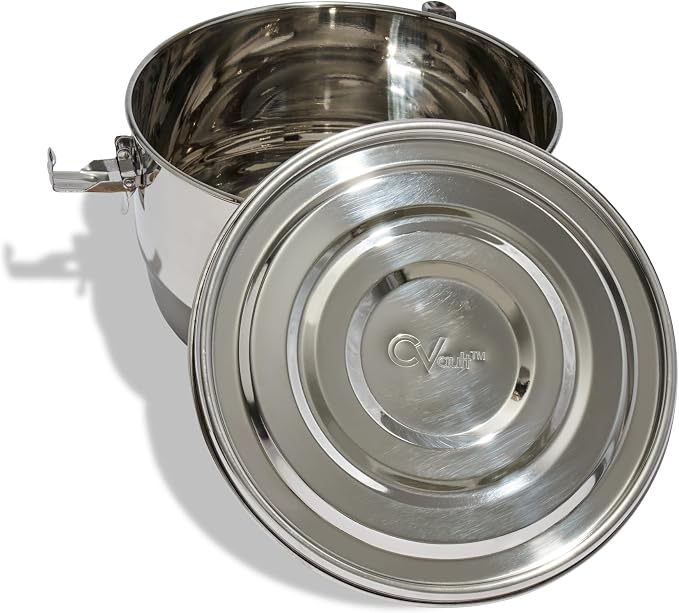 CVAULT 1/2 lb Storage Container | Air Tight & Light Resistant | Food Grade Stainless Steel | Includes 62% RH Pack
