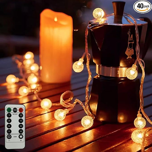 GTSYDING Bubble Globe String Lights USB Powered, 19.6 FT 40 LEDs 8 Modes Waterproof Hanging Crystal Ball Fairy Lights Remote for Indoor Bedroom Patio Party Decorations, Warm White