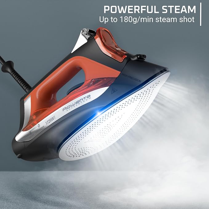 Rowenta Access Steam Iron, Clothes Iron with Steamer, Vertical Steaming, Maximum Steam Distribution, Anti-Drip Protection, Red, DW2360