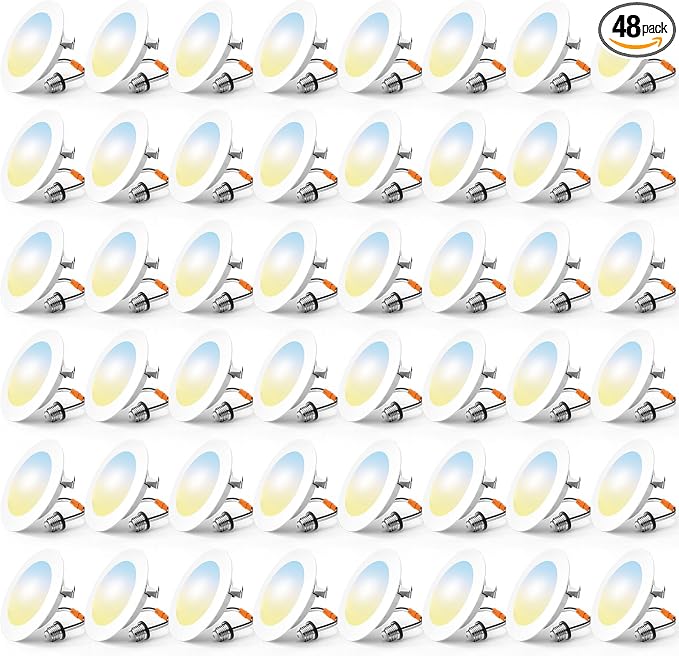 FREELICHT 48 Pack 4 Inch Retrofit LED Recessed Lighting, Selectable 2700K/3000K/4000K/5000K/6000K, Dimmable Flat LED Can Lights, 7W=60W, 700LM, IC & Damp Rated, ETL & FCC, White