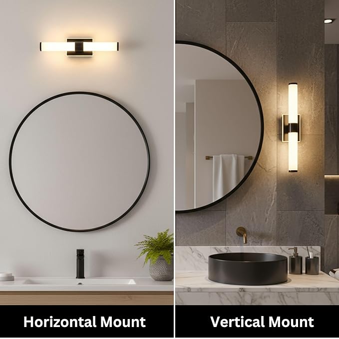 20 Inch LED Vanity Light Bar with Motion Sensor, Dual LED Source | 4 Lighting Modes (incl. Night Light) | 3000K Warm White, Dimmable, CRI 90+, 1040LM, ETL Listed (Matte Black)