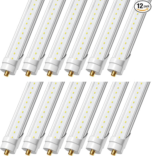 ONLYLUX 8 Foot Led Lights, T8 96" 45Watt FA8 Single Pin LED Shop Lights 5850LM, Ballast Bypass, 6000k, F96 8ft Led Bulbs Fluorescent Replacement,Workshop, Warehouse, Clear Cover(12 Pack)