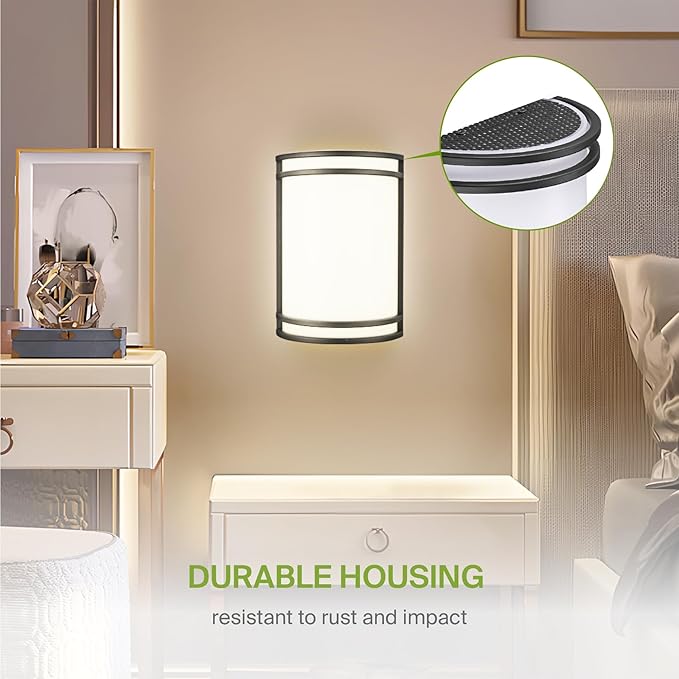 ASD Indoor LED Wall Sconce Lights - 10 Inch 15W Black Modern LED Wall Sconces Hardwired - ETL Dimmable 3000K 4000K 5000K Adjustable Sconce Light Fixture for Bedroom, Hallway