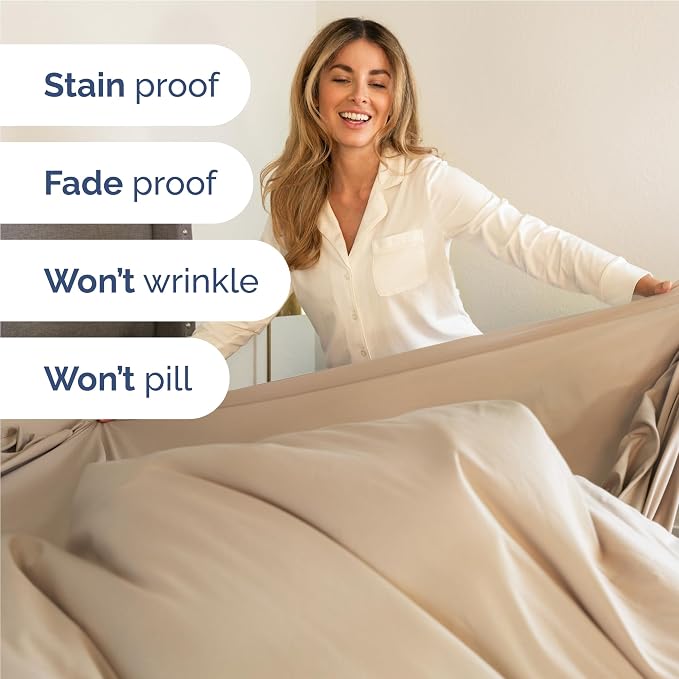 Full 6 Piece Sheet Set - Comfy Breathable & Cooling - Ultra Soft Hotel Luxury Bedding Set with 8-16 Inch Deep Pockets - 1 Flat & 1 Fitted Sheet & 4 Pillowcases - Cozy, Wrinkle Free & Easy Care - Cream