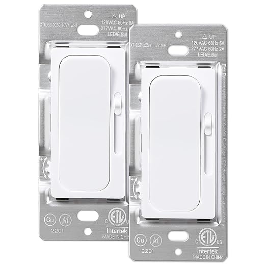 TORCHSTAR 0-10V LED Dimmer Switch, Single-Pole or 3-Way Light Switch, 120-277V for Dimmable LED Panel Light Linear Light, ETL Listed, Pack of 2