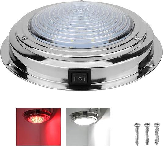 RVZONE Marine Boat Dome Light 12V LED Marine Lights Interior with Toggle Switch 7" LED Boat Cabin Lighting with Stainless Steel Surface Mount