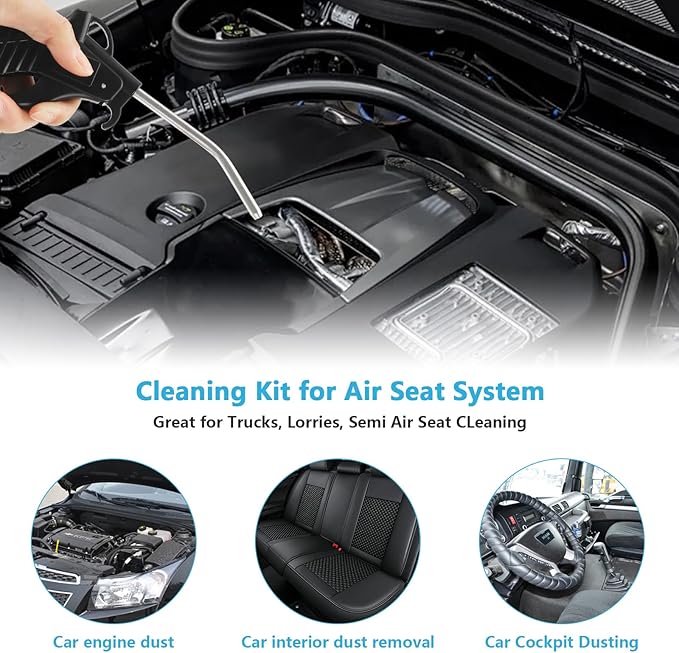 Truck Air Duster Gun with 5 Metre Recoil Air Hose, Air Seat Blow Dust Gun Heavy Duty Air Gun Cleaning Kit for Truck Semi Trailers