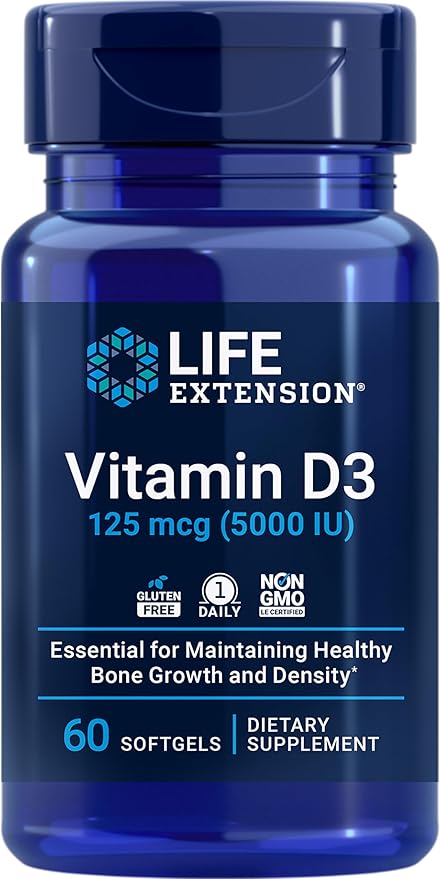 Life Extension Vitamines D3, K1, K2, Iode et D3 5000 UI pour le soutien immunitaire, osseux, artériel et thyroïdien