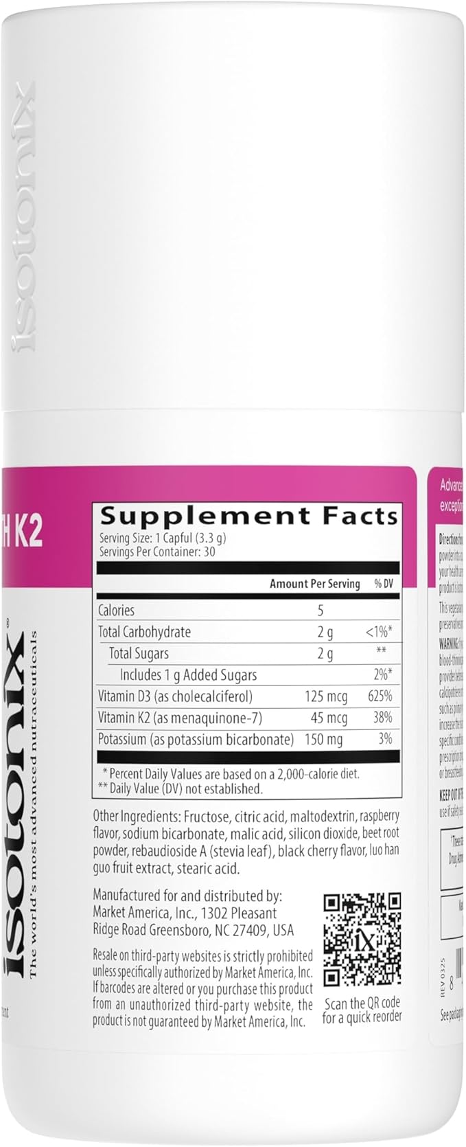 Isotonix ビタミンD with K2 — カルシウム利用を促進、骨の健康と免疫サポートを維持、アイソトニックパウダー、ベジタリアン、グルテンフリー（30回分）