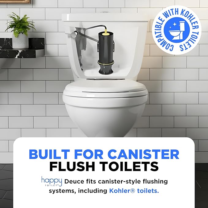 ハッピー トイレクリーナー デュース - コーラー製トイレとキャニスター式洗浄システムに対応、自動便器洗浄剤 トイレタブレットホルダー 自動フィルターセルフクリーニングフラッシュ用トイレクリーニングシステム 2個入り