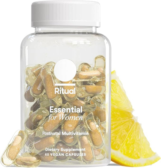 Ritual Essential for Women Postnatal Multivitamine – Vitamine postnatale – Oméga-3 DHA et Choline pour le soutien de l'allaitement, Vitamine A, C, D3 et Zinc pour le soutien de la fonction immunitaire*, B12, Iode, Biotine, 30 jours