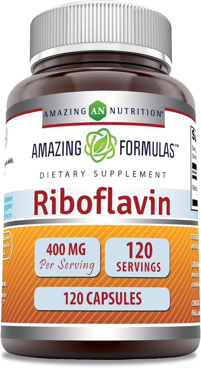 アメイジングフォーミュラズ リボフラビン 400mg 120カプセル 健康補助食品 | 非遺伝子組み換え | グルテンフリー | アメリカ製