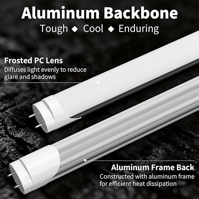Fluorescent Light Bulbs 48 inch, T8 LED Bulb 4 Foot Type A+B Replacement for F32T8 or F40T12 Tube, 24W 3200LM 5000K Daylight, Double or Single End Powered, 12-Pack
