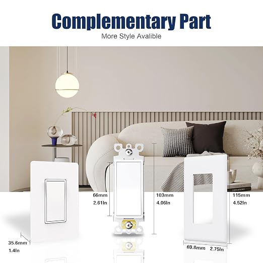 ThunderWay 3 Way Matte White Light Switch with Cover Plate, 15A 120/277 V Three Way Decorative Paddle Switches, Self-Grounding, Residential and Commercial Grade, UL Listed, 10 Pack