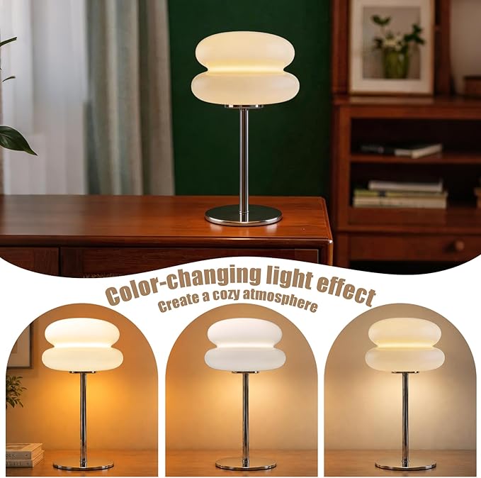 Mushroom lamp, Bedroom Medieval Modern Bedside Table lamp for Night Stands, Vintage dimmable Small Lamps, Cute Cool Desk Lamps Home Room Aesthetic Decor for Living Room(Copper)