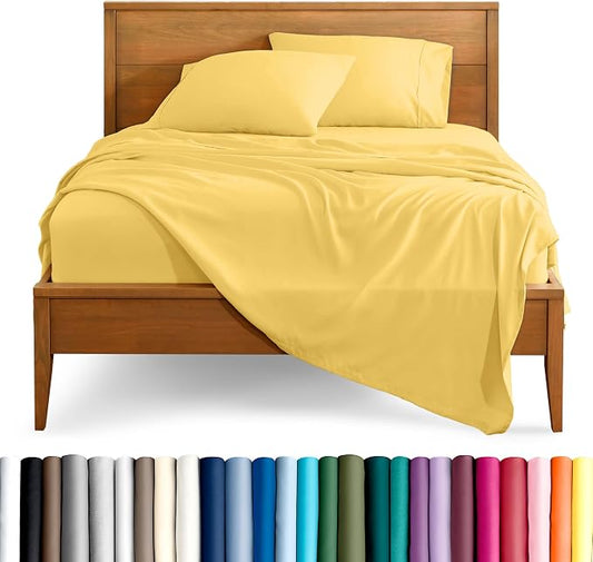 Bare Home Twin XL Sheet Set - 1800 Ultra-Soft Microfiber Twin Extra Long Bed Sheets - Double Brushed - Deep Pockets - Easy Fit - 3 Piece Set - Bedding Sheets & Pillowcases (Twin XL, Lemon Drop)