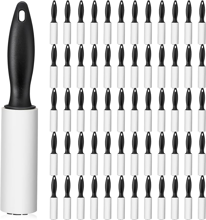 Zhehao 60 Pack Mini Lint Roller Bulk Small Lint Remover Travel Size Portable Brushes Sticky Roller for Clothes Pet Hair Furniture Couch Carpet Car Seats Bedding