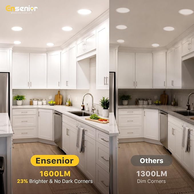 Ensenior 24 Pack 7 Inch LED Recessed Ceiling Light, Dimmable, 2700K-5000K 5CCT, 1300LM 15W 120V, High Brightness Canless Wafer Downlight - ETL&FCC&IC