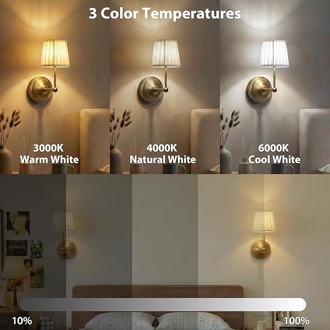 Battery Operated Wall Sconces Set of 2, Gold Rechargeable Wall Lights with 10000mAh RGB Dimmable Magnetic Bulbs and Remote,16 Colors Cordless Wall Lamps for Bedroom Living Room Hallway Decor