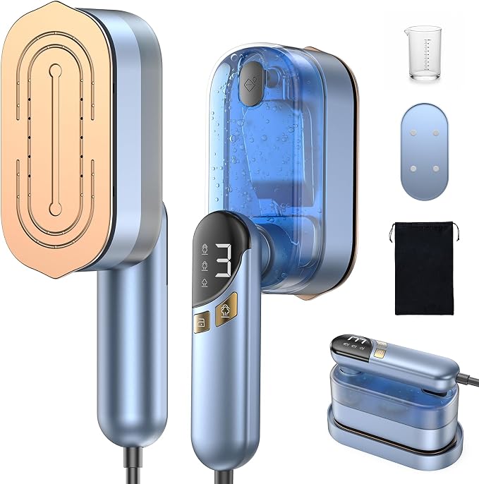 LOXP 2-in-1 Steamer Iron for Clothes, 1000W Travel Steamer with Ceramic Soleplate, 9s Fast Heat-Up, Leak-Proof 170mL Tank, Self-Clean, Portable Wrinkle Remover for Home & Travel, 120V, Blue