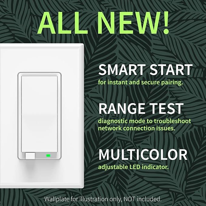 Zooz 800 Series Z-Wave Long Range S2 Dimmer Switch ZEN77 800LR, White | Simple Direct 3-Way and 4-Way Solution (Works with Regular Switches, No Aux Switch Needed) | Z-Wave Hub Required