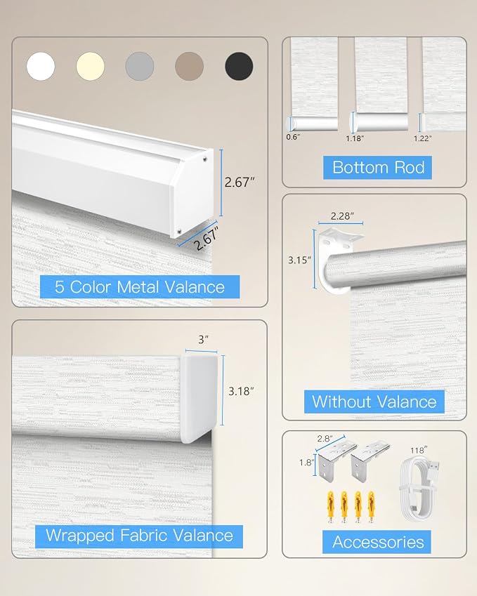 Tokblind Motorized Roller Shade with Remote Control, Blackout Electric Shade for Windows Compatible with Alexa Google via Hub, Rechargeable Smart Window Blind for Home Office (Texture White)