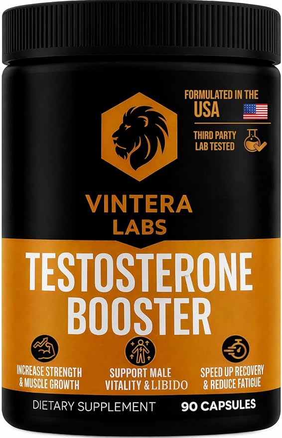 Testosterone Booster for Men, High Potency - Tongkat Ali, Maca, Turkesterone - Stamina & Endurance Testosterone Supplement for Men (90 Capsules)